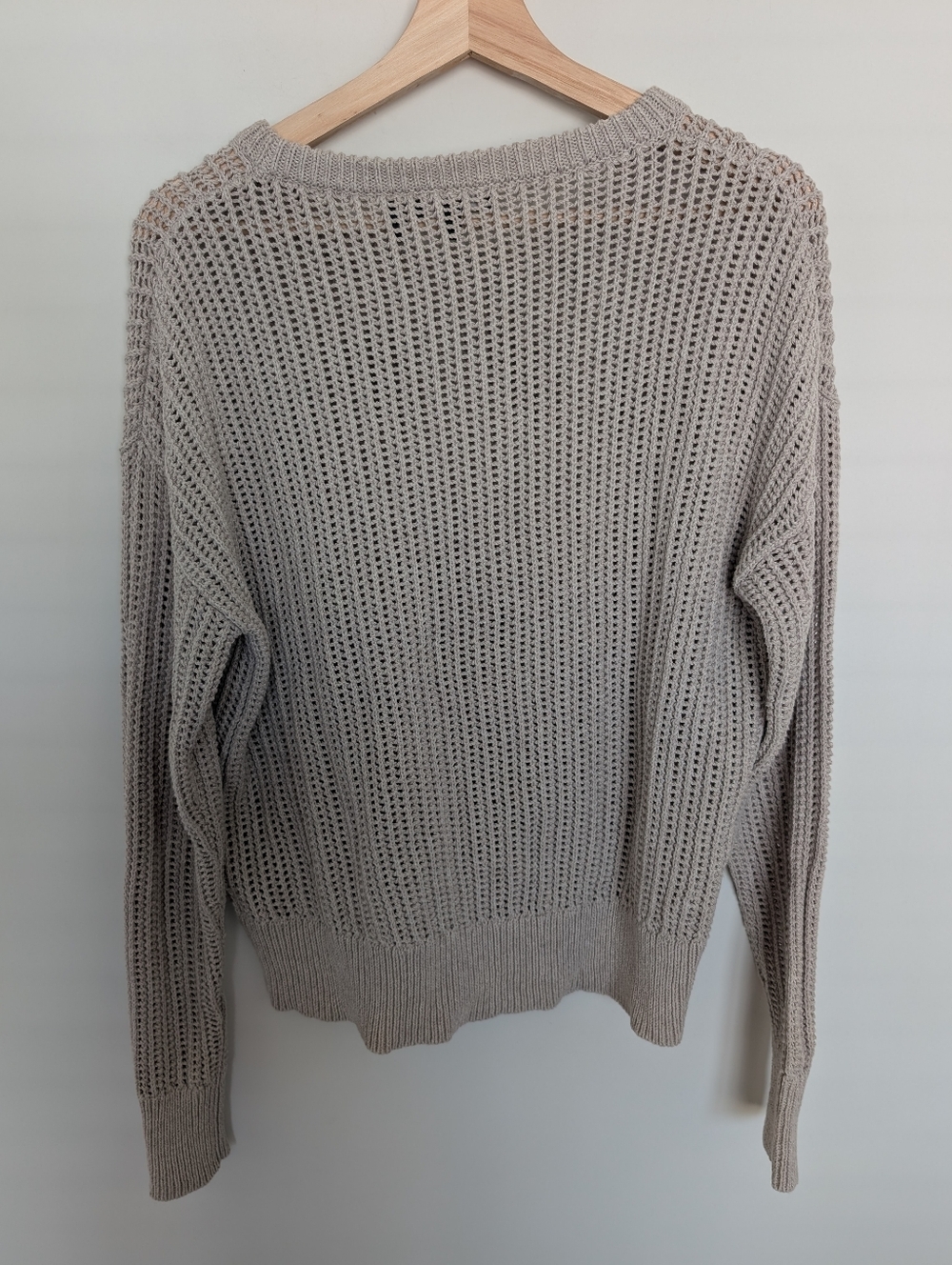 Theory Arshan Open Knit Pullover Women's Sweater in Oatmeal Size Large - Picture 7 of 10